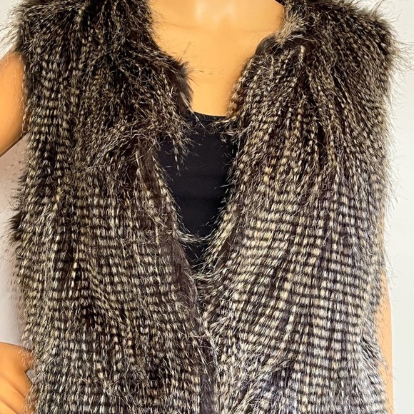 Marc New York Brown Faux Fur Feathered Vest - Picture 6 of 8